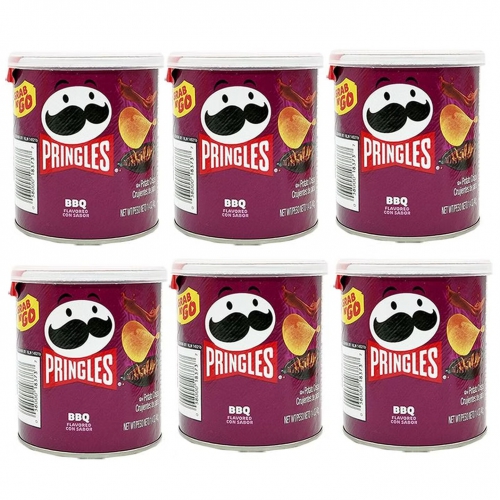 品客（Pringles）6罐美版美国进口Prinles品客薯片零食原味酸乳酪洋葱芝士味咸醋味 美国品客小罐装烧烤味40g*6罐