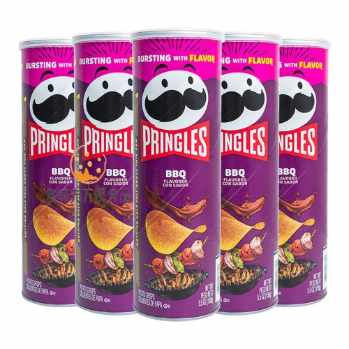 品客【美版】Pringles薯片烧烤味大包装休闲零食158g 美版进口烧烤味5罐装